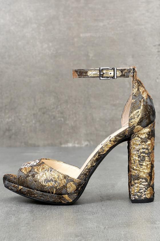 Jessica Simpson Jenee Metallic Multi Brocade Platform Heels | Lulus