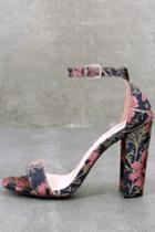 Qupid | Leonora Mauve And Navy Brocade Ankle Strap Heels | Lulus