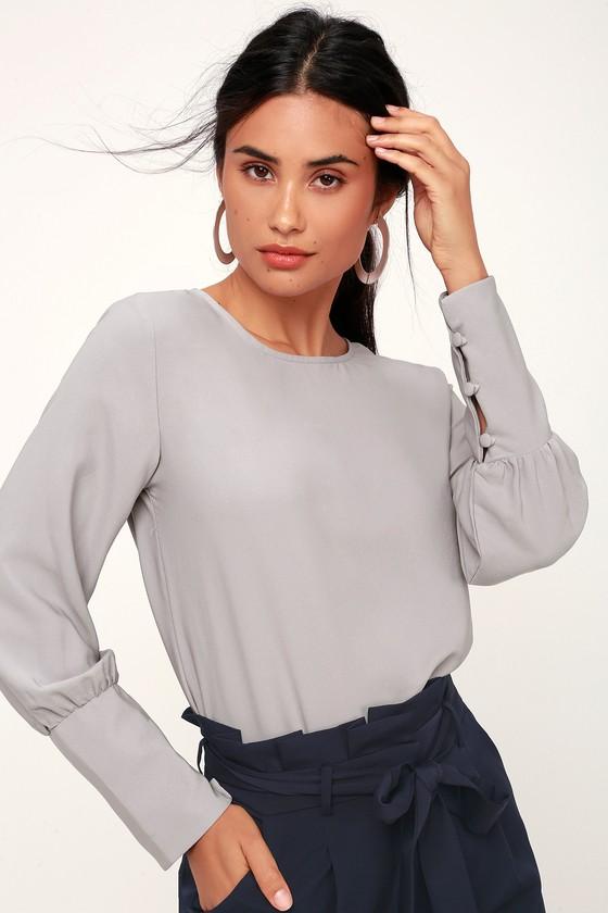 Heart And Soul Light Grey Long Sleeve Top | Lulus