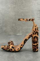 Bella Marie | Presley Leopard Suede Ankle Strap Heels | Size 5.5 | Brown | Vegan Friendly | Lulus