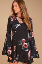 Somedays Lovin' | Homecoming Washed Black Floral Print Dress | Size X-small | 100% Polyester | Lulus
