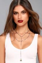 Lulus | Love Line Blue And Gold Layered Necklace