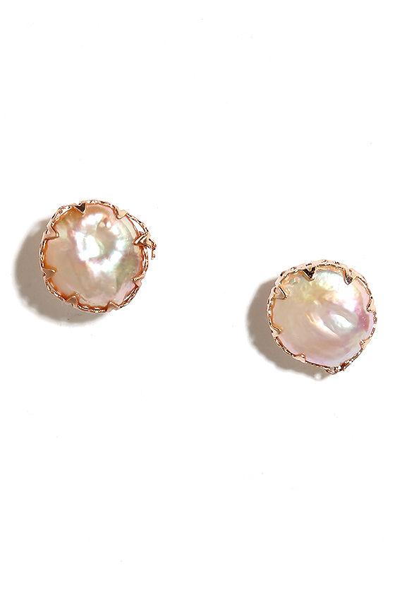 Lulus | Deep Sea Diva Rose Gold And Pearl Earrings