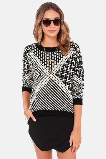 How The Southwest Was Won Black And Cream Print Sweater