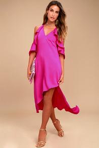 Adelyn Rae Oliana Magenta Midi Dress