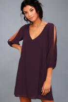 Lulus | Shifting Dears Plum Purple Long Sleeve Dress | Size Small | 100% Polyester