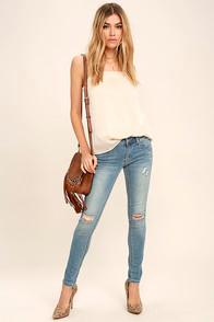 Special A Jeans Ambitious Stride Light Wash Distressed Skinny Jeans