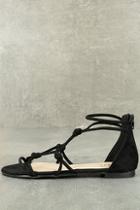 Betani Rosabel Black Suede Gladiator Sandals