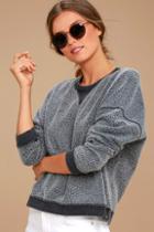Z Supply Sweet Embrace Charcoal Grey Cropped Sweatshirt