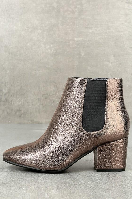 Bamboo | Magnus Pewter Metallic Ankle High Heel Boots | Size 10 | Silver | Lulus
