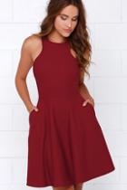 Lulu*s Now Or Skater Wine Red Dress