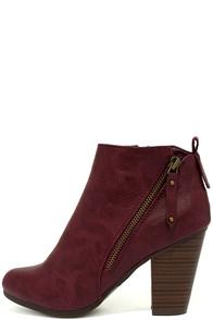 Breckelle's Cordelia Wine High Heel Ankle Booties