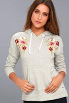 O'neill Brianne Heather Grey Embroidered Hoodie