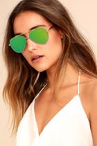 Perverse | Bronson Gold And Green Mirrored Aviator Sunglasses | Lulus