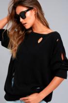 Cheap Monday | Bright Knit Black Distressed Sweater | Size Medium | 100% Cotton | Lulus