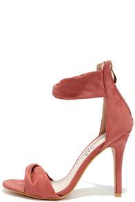 So Me Impress Me Blush Suede Ankle Strap Heels