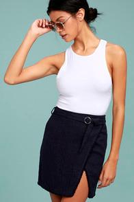 J.o.a. Jakinda Navy Blue Belted Envelope Mini Skirt