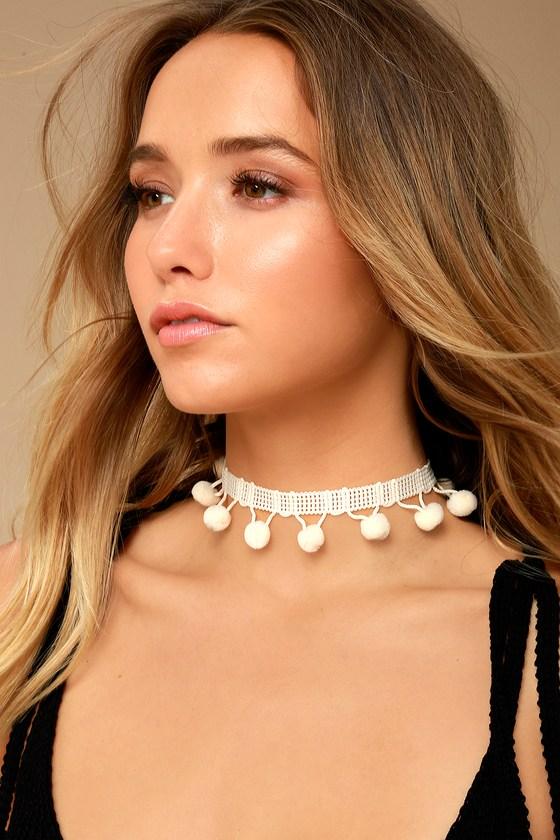 Frasier Sterling | Heart Throb White Pompom Choker Necklace | Lulus
