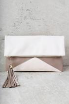 Lulus Stand And Deliver Beige Clutch