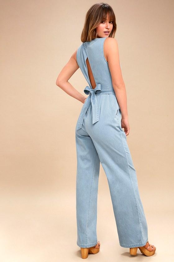 Jack By Bb Dakota Suko Light Blue Chambray Jumpsuit | Lulus