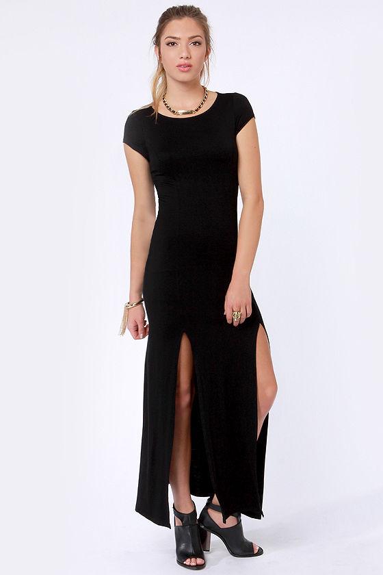 Dressed To A Tee Black Maxi Dress