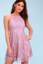 Black Swan Charlotte Mauve Pink Lace Skater Dress | Lulus
