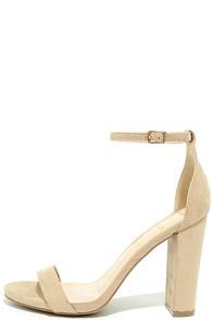Lulus Taylor Natural Suede Ankle Strap Heels