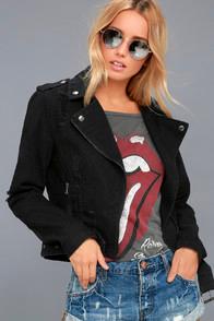 Veracci Revved Up Black Denim Moto Jacket