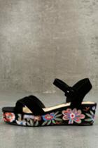 Chelsea Crew | Fancy Black Genuine Suede Leather Platform Sandal Heels | Size 37/6.5 | Lulus