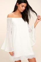 Lulus Sway My Way White Embroidered Off-the-shoulder Dress