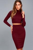 Lulus | My Way Plum Purple Two-piece Long Sleeve Dress | Size Large