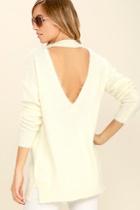 Love Riche Bundle Of Hugs Cream Backless Sweater