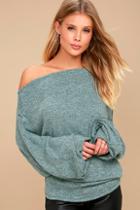 Free People Skyline Washed Blue Off-the-shoulder Top