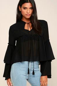 Lulus Honeybunch Black Long Sleeve Top