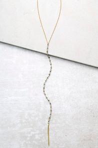 Lulus Natural Magic Blue And Gold Drop Necklace