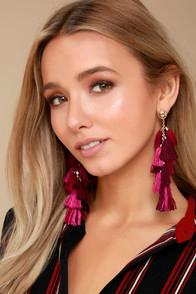 Ettika Time To Tassel Gold And Burgundy Tassel Earrings