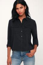 Lucille Black Long Sleeve Button-up Top | Lulus