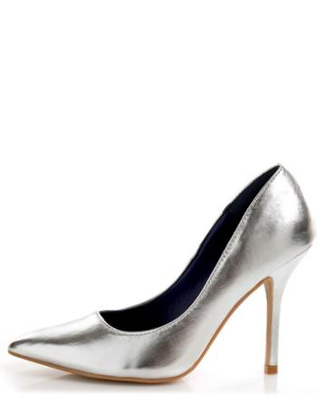 Promise Ivana Silver Metallic Pointed Pumps