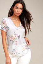 Tee Party Sheer Light Blue Floral Print Tee | Lulus