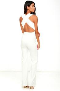 Lulus Thinking Out Loud White Backless Jumpsuit