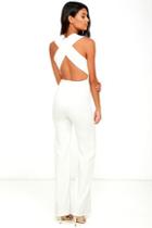 Lulus Thinking Out Loud White Backless Jumpsuit