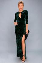 Lulus Keep Love Alive Forest Green Velvet Maxi Dress