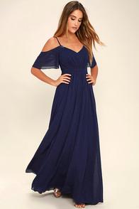 Lulus Ways Of Desire Navy Blue Maxi Dress