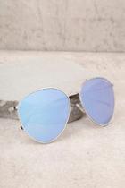 Quay Indio Sliver And Blue Aviator Sunglasses