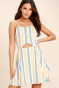 Joa J.o.a. She's Like The Wind White Striped Skater Dress