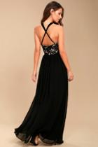 Lulus Unforgettable Evening Black Lace Maxi Dress