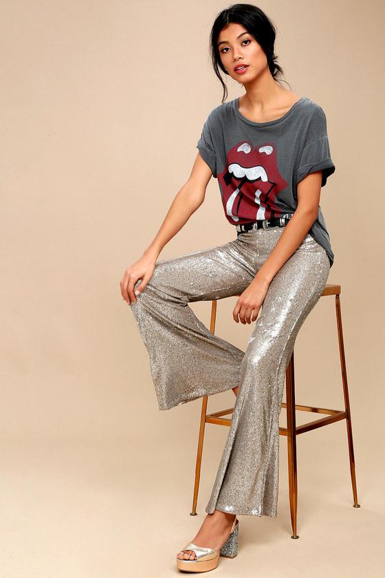 Free People The Minx Gold Sequin Flare Pants | Lulus