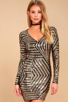 Lulus Party In The Hills Black And Gold Sequin Bodycon Dress