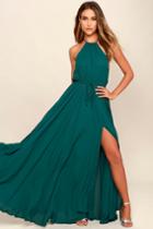Lulus | Essence Of Style Forest Green Maxi Dress | Size X-small | 100% Polyester