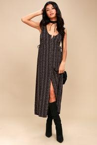 Billabong Desert Dreamers Black Print Midi Dress